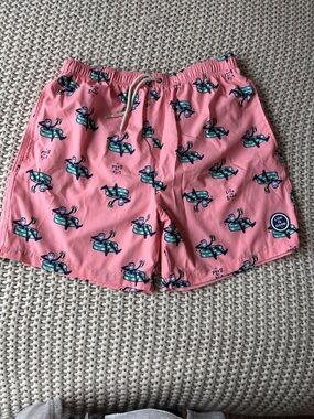 Life Is Good Pink Surfing Print Swim Shorts